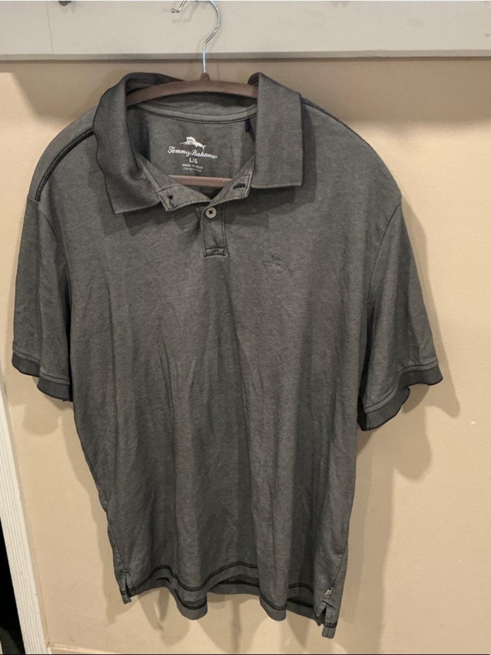 Tommy Bahama Men’s Charcoal Gray Polo Shirt Sz L